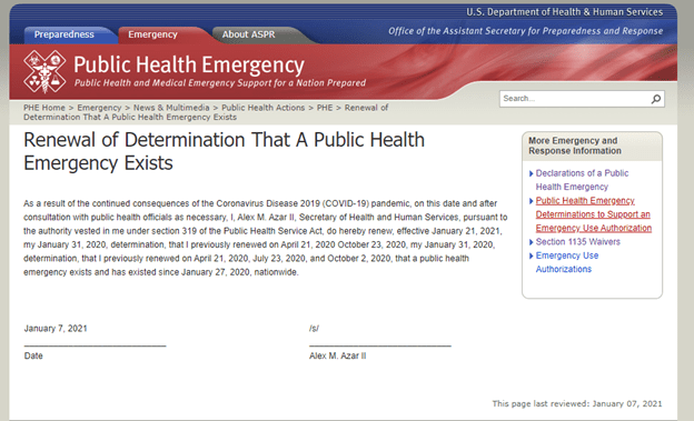 SNF Temporary COVID-19 Rules Extended Through April 20, 2021